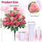 Set of 2 Artificial Cemetery Flowers, Grave Memorial Flowers with Vase, Outdoor Grave Decorations Roses for Cemetery Headstones Decoration (Pink)